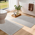 YIHOUSE Gray Bathroom Rugs Sets 2 Piece, Quick Dry Thin Bath Mat with Toilet Rug, Non Slip Absorbent Machine Washable, Bath Rugs for Tub Sink Home Decor (17"x24" + 17.5"x24" U-Shaped)