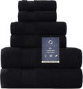 COZYART Luxury Bath Towel Set 6 Pcs, Black 100% Turkish Cotton 650 GSM | OEKO-Tex 100 Certified Zero Twist Ring Spun, Soft Absorbent Quick Dry, Plush Fluffy, Breathable Hotel Quality for Daily Use