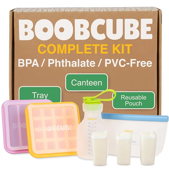 Breastmilk Storage Reusable Freezer Trays with Lid | Baby Food Cube 4pcs Complete Kit | 16 and 4-Cubes Silicone Durable Ultra Leak-Proof