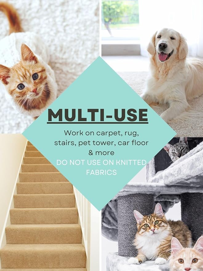 Pet Hair Remover for Carpets, Adjustable Long Handle Carpet Rake for Dog Cat Hair Removal, Powerful Carpet Hair Removal Broom, Reusable Large Fur Scraper Tool (Pack of 2)