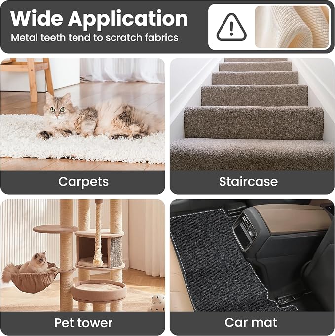 3 in 1 Carpet Rake for Pet Hair Removal, Tool Set of 3, Black | 55" Long Handle, Carpet Scraper, For Dog Cat Hair, For Sofa, Couch, Car, Rug