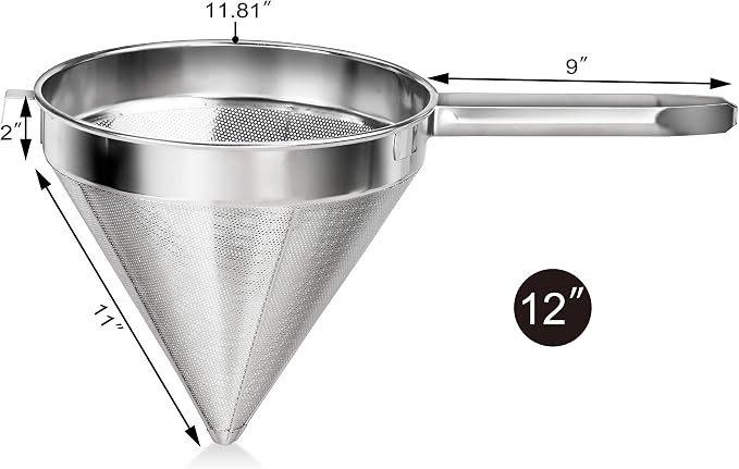 New Star Foodservice 34127 18/8 Stainless Steel China Cap Strainer, 10-Inch, Fine Mesh