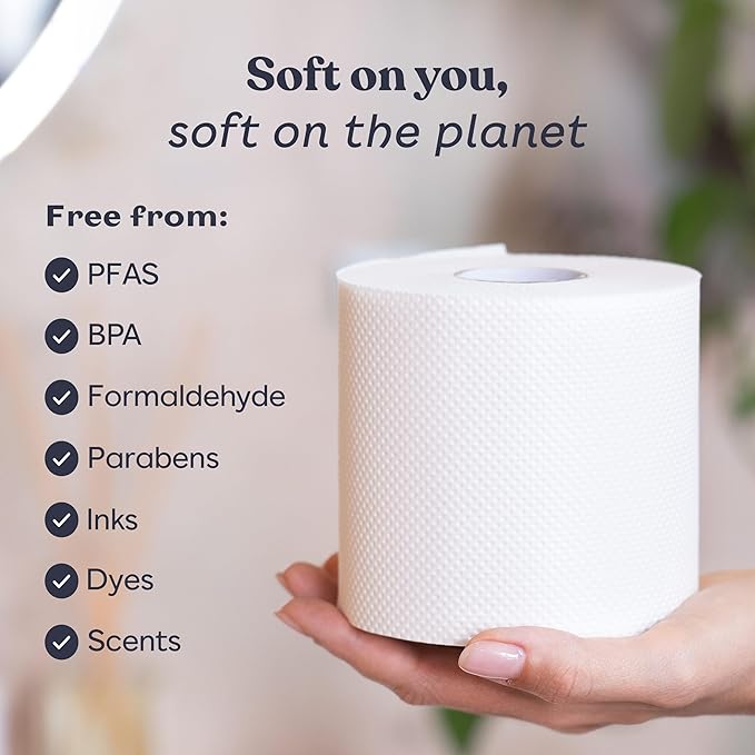 Betterway Bamboo Toilet Paper 3 Ply - Sustainable Toilet Tissue - 12 Long-Lasting Rolls & 360 Sheets Per Roll - Septic Safe - Organic, Plastic & PFAS Free - FSC Certified