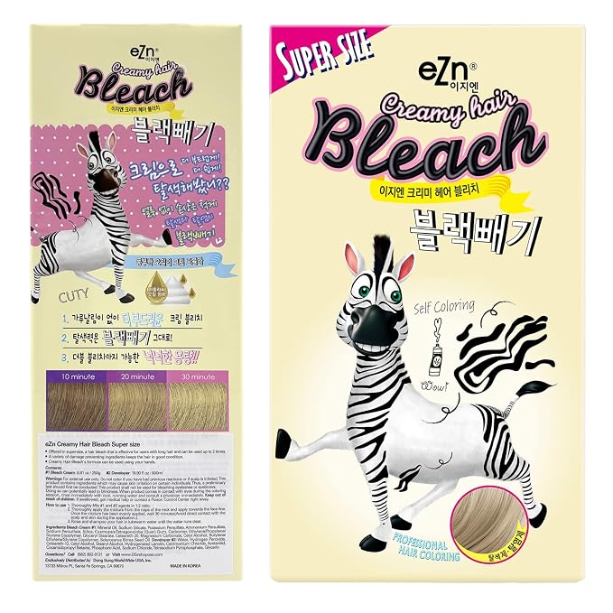 eZn Super Rich Cream Hair Bleach (25oz, 250g+500ml) Korean Permanent Long Hair Color Marula Seed High-Lifting Formula Minimal Damage Enriched with 4 Natural Oil Extract (Super Size)