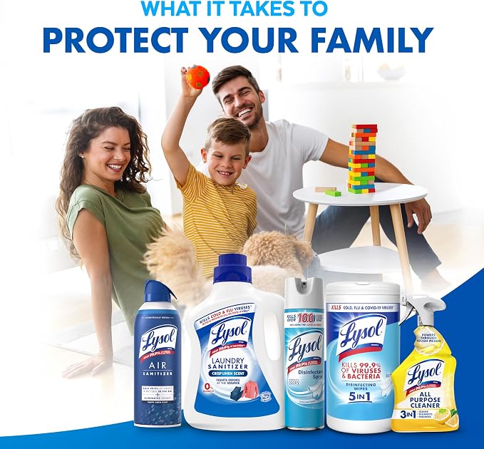 LYSOL Disinfecting Wipes, All Purpose Cleaner, Multi-Surface Antibacterial Cleaning Wipes, Household Cleaning Supplies, Dorm Essentials, Crisp Linen Scent, 80 ct.