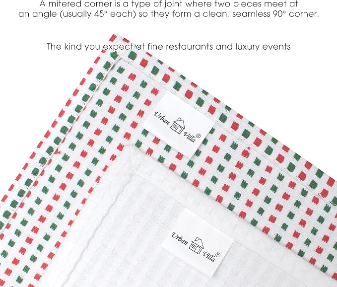 Urban Villa Christmas Kitchen Towels 100% Cotton Dish Towels for Kitchen (Set of 6) 20”x30” Dish Cloths Highly Absorbent Kitchen Linen Set with Hanging Loop Perfect for Drying Dishes-Red Green White
