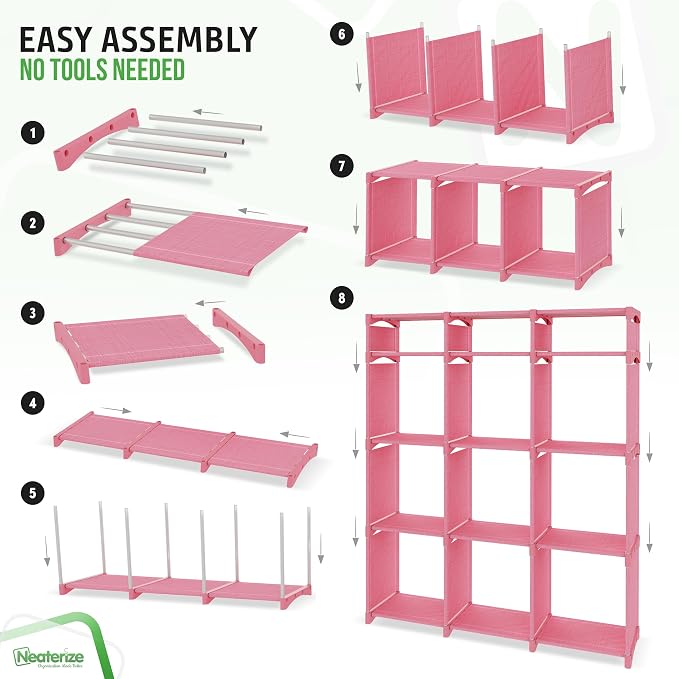 Cube Storage Organizer with 12 Storage Bins Included – Storage Cubes for Home Organization, Toy Storage, Office Storage, Living Room Storage, and General Storage Solution (Pink)