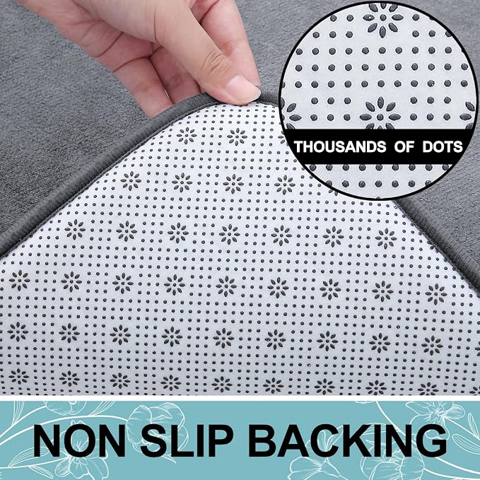 Smiry Memory Foam Bath Mat 70x24, Extra Soft and Absorbent Bathroom Mats, Non Slip Washable Carpet for Floor, Shower and Tub, Dark Grey