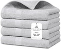 Villa Celestia Cotton Hand Towels Set of 4, 16 x 28, Oeko-TEX Certified, Quick Dry, Silver