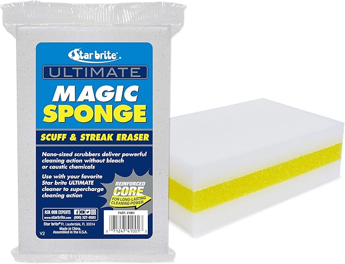 STAR BRITE Ultimate Magic Sponge - Boat Scuff Eraser Melamine Scrubber with Reinforced Core - 2 Pack (041000)