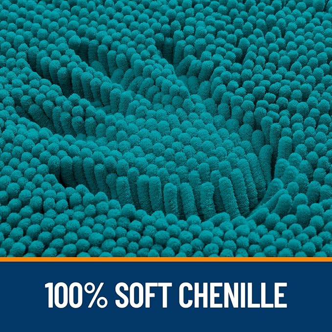 OLANLY Bathroom Rugs 34x21, Extra Soft Absorbent Chenille Bath Rugs, Rubber Backing Quick Dry, Machine Washable Bath Mats for Bathroom Floor, Tub and Shower, Home Decor Accessories, Deep Lake