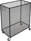 Metal Laundry Storage Cart - Slim, Mesh Wire Rolling Laundry Hamper with Wheels & Ring Handles, Clothes or Linen Storage Organizer Hamper Bin Laundry Basket, 9"L x 17"W x 18"H, Black