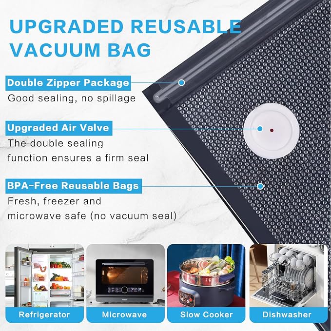 Reusable Vacuum Sealer Bags for Food – 30 Pack BPA-Free Medium (10 x 11 in) Vacuum Storage Bags | Freezer & Microwave Safe | Leak-Proof & Odor-Resistant | Compatible With Many Vacuum Sealers