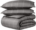 Bare Home Duvet Cover - Oversized King Size Bedding Set - Premium 1800 Super Soft Collection - Lightweight, Cooling - Soft Breathable Duvet Cover (Oversized King, Modern Plaid - Grey/White)