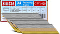 34-30 Degree Framing Nails, 2"+2-1/2"+3"+3-1/2"-400-Pack | 304 Stainless Steel D Head Smooth Shank Paper Tape Strip Nails for 30 to 34 degree Framing Nailer