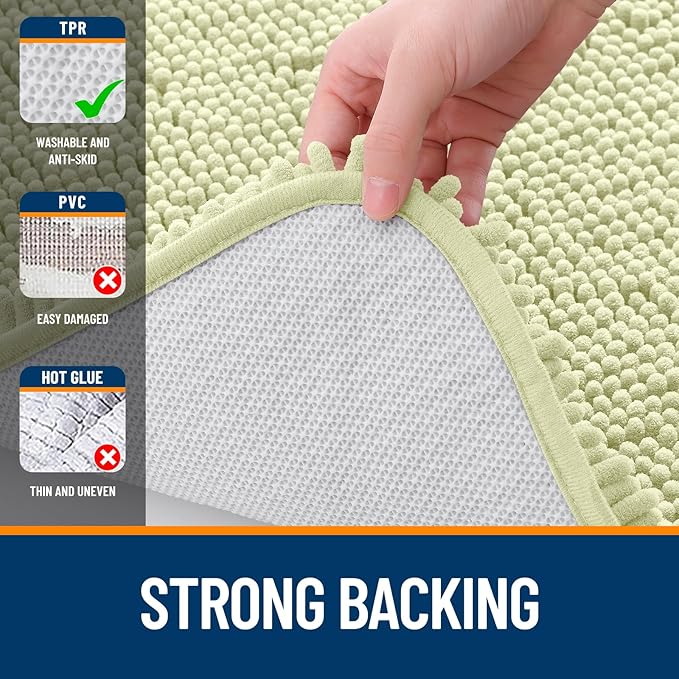 OLANLY Bathroom Runner Rugs 59x20, Soft Absorbent Chenille Bath Rugs, Rubber Backing Quick Dry, Machine Washable Long Bath Mats for Bathroom Floor, Tub and Shower, Home Decor Accessories, Vanilla