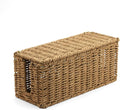 Handwoven Natural Raffia Cable Management Box with Lid – Decorative Cord Organizer for Power Strips, Surge Protectors & Charging Cables – Woven Storage Basket for Home & Office (Natural Raffia)