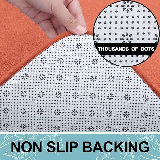 Smiry Memory Foam Bath Mat 24x16, Extra Soft and Absorbent Bathroom Mats, Non Slip Washable Carpet for Floor, Shower and Tub, Coral