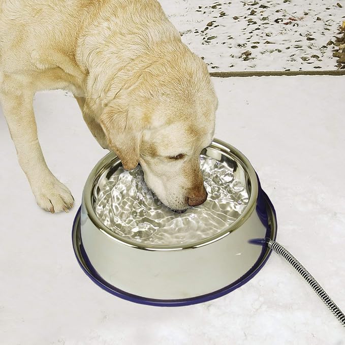 K&H Pet Products Thermal-Bowl Heated Water Bowl for Cats & Dogs Outside, Safety Listed Outdoor Heated Dog Dish for Pets, Automatic No Freeze, Anti Chew Cord - 102 Ounces Stainless 25W | Outdoor Water Stays Unfrozen In Winter. Outdoor Heated Dog Dish fo...