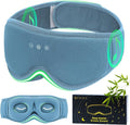 Bamboo Cotton Sleep Mask for Women - Bluetooth Sleep Headphones for Side Sleeper Blackout Eye Mask for Sleeping 3D Contoured Sleep Eye Cover Headband Ear Plugs Low Noise Hook (Blue)
