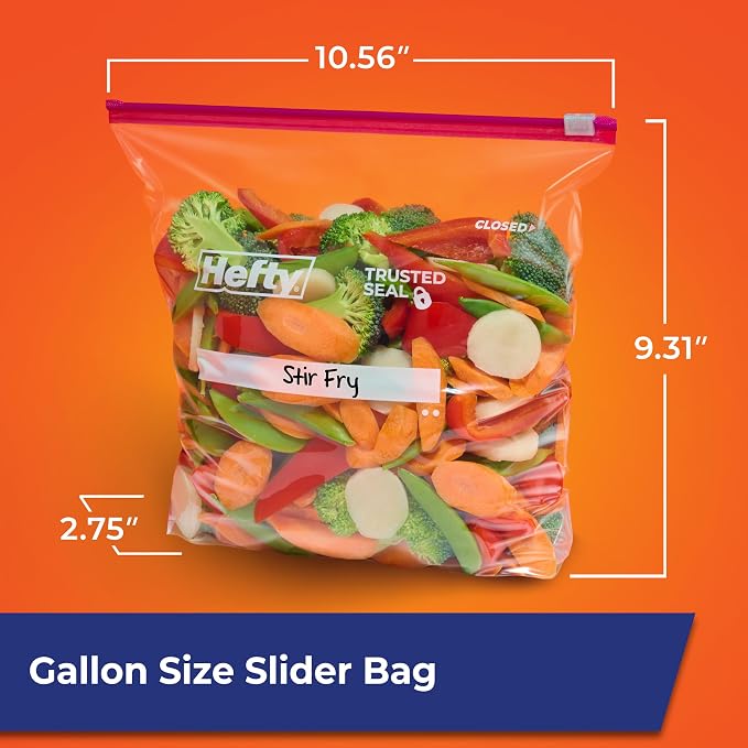 Hefty Slider Storage Bags, Gallon Size, 15 Count (9 Pack), 135 Total