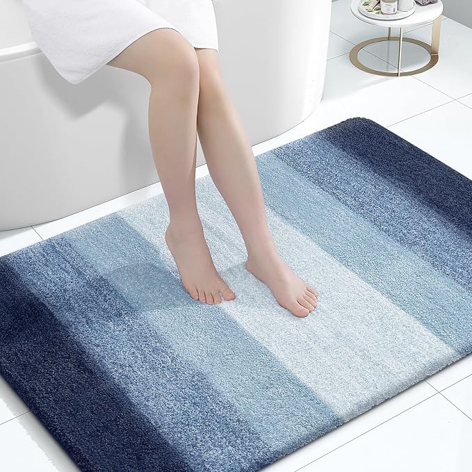OLANLY Large Bathroom Rugs Mat 44x32, Extra Soft Absorbent Microfiber Bath Rugs, Rubber Backing, Quick Dry, Washable Bath Mats for Bathroom Floor, Tub and Shower, Home Decor Accessories, Airy Blue