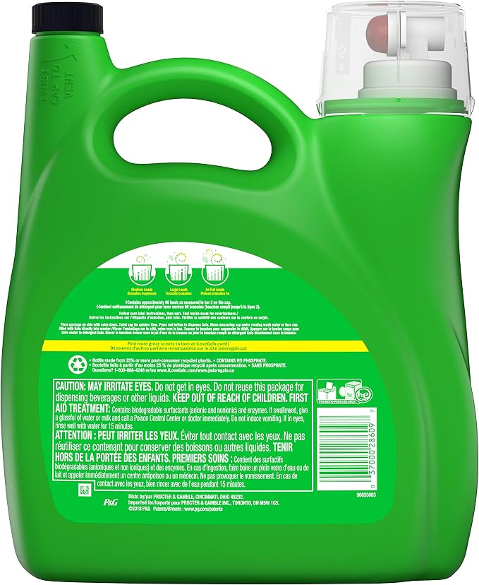 Gain + Aroma Boost Liquid Laundry Detergent, Lavender, 96 Loads 150 fl oz