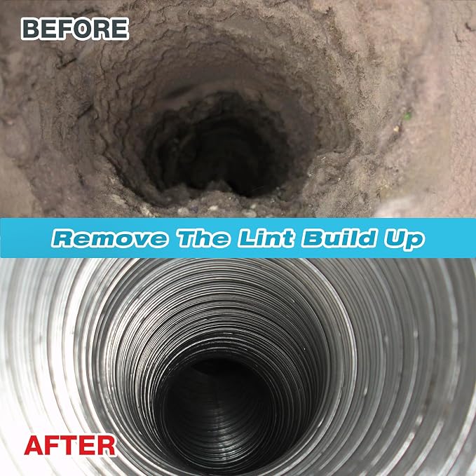 Sealegend 50 Feet Dryer Vent Cleaner Kit/Lint Remover/Fireplace Chimney Brushes/Upgraded Flexible Quick-Snap Brush with Drill Attachment for Easy to use/Cleaning Tools Use with or Without Power Drill