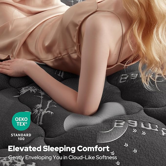 BEDLORE Twin XL Mattress Topper Viscose Derived from Bamboo, Thick Pillow Top Mattress Pad with Deep Pockets for 6-15 inches Mattress, Soft Mattress Topper College Dorm Size for Back Pain(Dark Gray)