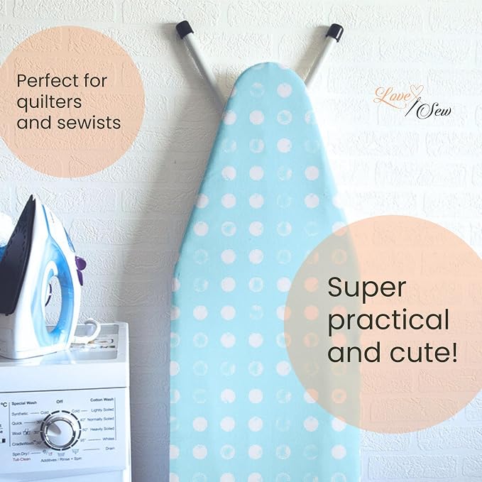Wool Reversible Fitted Ironing Board Cover - 2 in 1 - One Side Wool One Side Cotton (Fits 54" x 18" Standard Ironing Boards) (Aqua Blue)