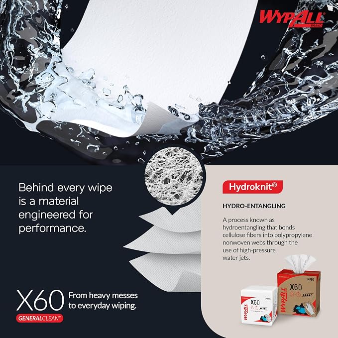 WypAll GeneralClean X60 Cloths Multi-Task Cleaning Wipes, Jumbo (34965), Strong and Absorbent Towels, Blue (1 Roll of 1,100 Sheets, 1,100 Sheet Total)