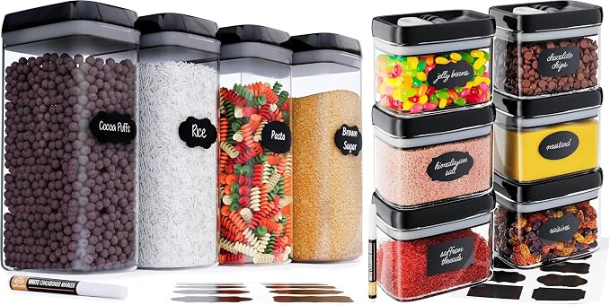 Chef's Path Airtight Food Storage Container Set 10-Piece Mega Bundle (4 + 6 Set) – BPA-Free Pantry Organizers with Labels & Measuring Spoons – Kitchen & Cereal Storage for Flour, Sugar, Pasta, Spices