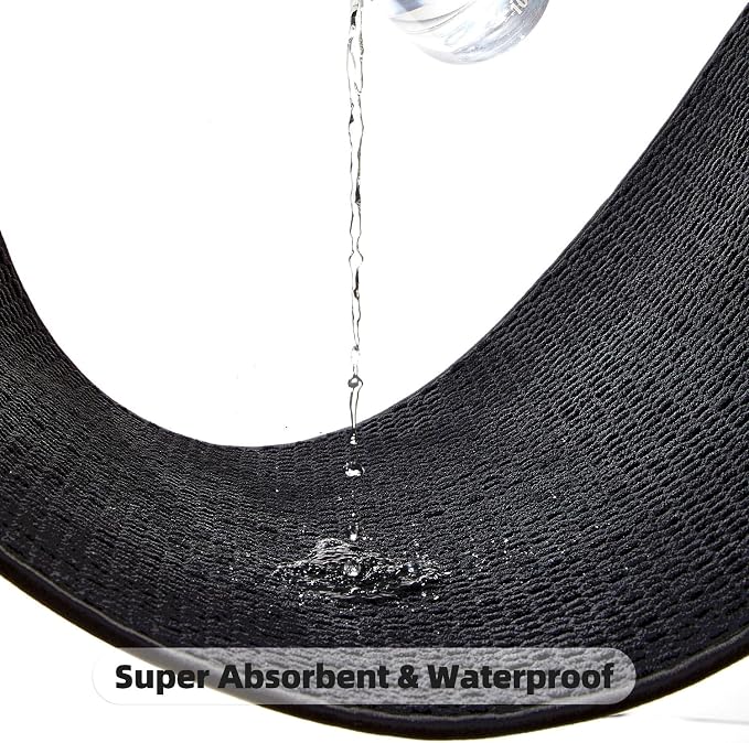 TYUU Black Bathroom Rugs Non Slip Washable, Super Absorbent Thin Bath Mat Quick Dry Low Pile Bathroom Rug, Black 20''x30''