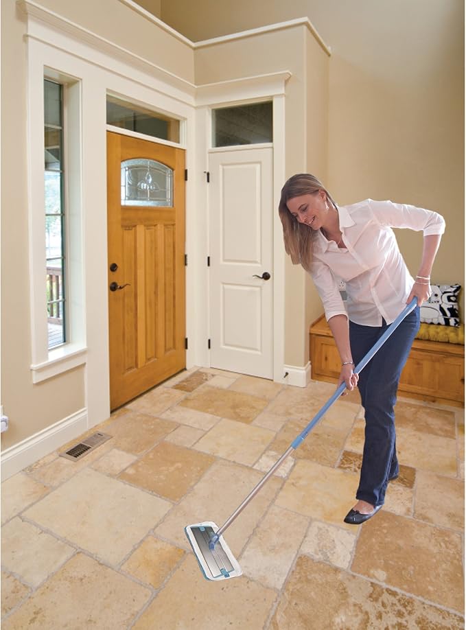 E-Cloth Deep Clean Mop, Microfiber Mop, Perfect Floor Cleaner for Hardwood, Laminate, Tile and Stone Flooring, Washable and Reusable, 100 Wash Promise,Blue / Silver