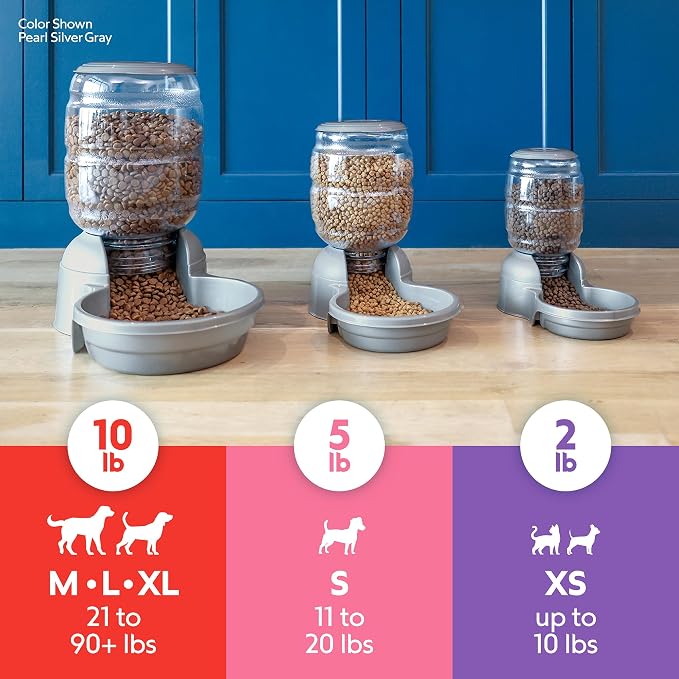 Petmate® Replendish® Automatic Dog Feeder Gravity Pet Treat Dispenser with Microban Antimicrobial Protection, Wide Mouth Bowl, 100% BPA Free - 5 lb