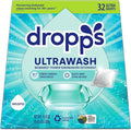 Dropps UltraWash Dishwasher Detergent Pods, Unscented (32 Ct) - Free & Clear | Cuts Grease & Stuck-On Food | Sparkling Dishes & Glasses | Residue-Free | Clean Ingredients | Plastic Free Packaging