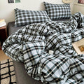 mixinni Vintage Grey & Pale Blue Buffalo Plaid Duvet Cover Set Twin Size - 3 Piece Washed Cotton Bedding Set with Grid Pattern, Soft & Breathable Duvet Cover with Pillowcases for Boys, Men& Women