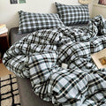 mixinni Vintage Grey & Pale Blue Buffalo Plaid Duvet Cover Set Twin XL Size - 3 Piece Washed Cotton Bedding Set with Grid Pattern, Soft & Breathable Duvet Cover with Pillowcases for Boys, Men& Women