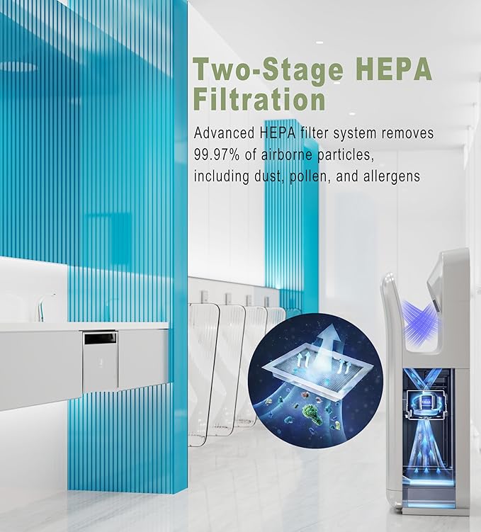 Commercial Vertical Hand Dryer, 110V High Speed, Silver | Touchless electric hand dryer for bathrooms, restrooms, offices, hotels, schools, and high-traffic public spaces.