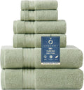 COZYART Luxury Bath Towel Set 6 Pcs, Sage Green 100% Turkish Cotton 650 GSM | OEKO-Tex 100 Certified Zero Twist Ring Spun, Soft Absorbent Quick Dry, Plush Fluffy, Breathable Hotel Quality for Daily Use