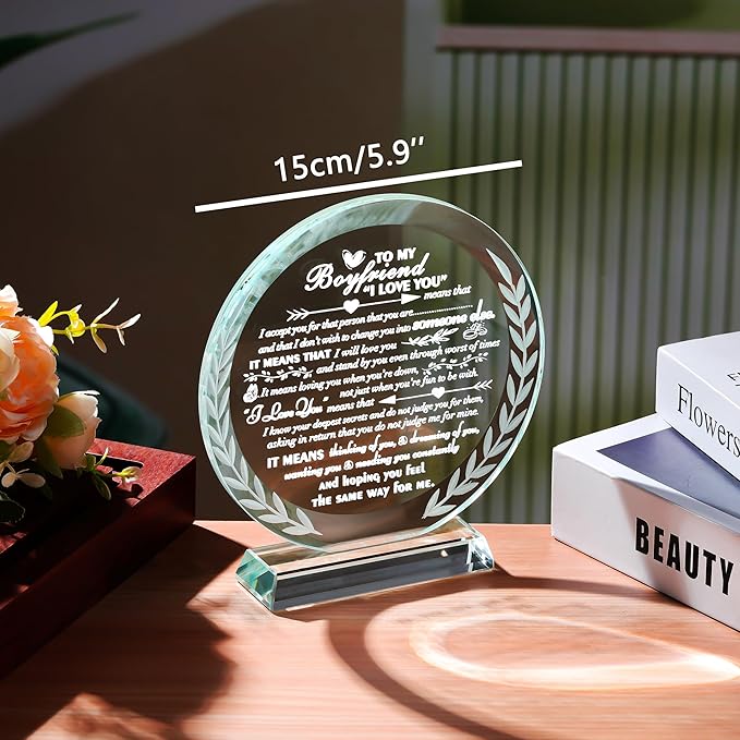 QIANWEI Gifts For Boyfriend Meaningful - Personalized Crystal Presents For Boyfriend Gift Ideas Cute - Birthday Anniversary Wedding Valentines Day Gifts Ideas For Him