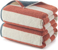 REDKISS 2 Pack Extra Large Striped Bath Towels, 31 x 63 Inches, 100% Cotton, Larger & Quicker to Dry, Super Soft and Highly Absorbent Towel, Perfect for Bathroom, Terracotta