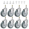 HOLKIE Stem Caster Wheels 3 inch Casters Set of 8, 7/16-Inch Stem Diameter Swivel Castors Heavy Duty TPR Rubber Replacement Castor for Cart, Stool, Mop Bucket, Grill, Shop Vac
