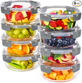 Sorbus 16pc Glass Meal Prep Containers Set – 8 Round 32oz Containers with Airtight Lids – Freezer, Dishwasher, Oven Safe – Reusable Food Storage Bowls, 4 Cup Capacity for Meal Prep and Storage Grey