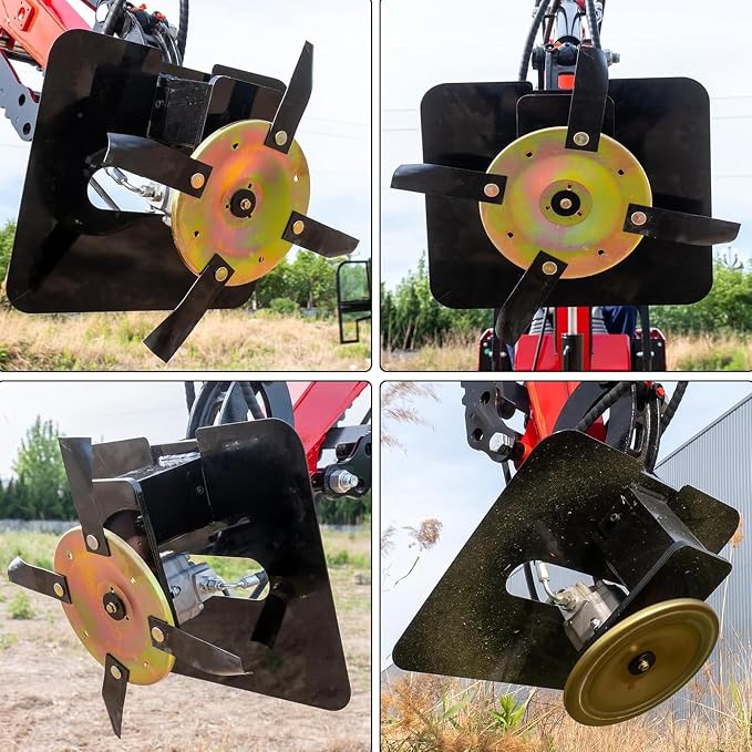 Hydraulic Flail Mower Brush Cutter Attachment for 1-2 Tons Mini Excavators, Mini Excavator Brush Cutter with 2 Pins for Land Clearing, Branch Pruning, Grass Cutting, USA Stock