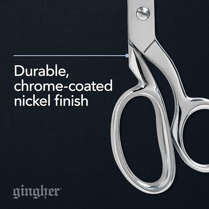 Gingher 8" Professional Dressmaker Scissors for Fabric Cutting, Razor-Sharp Knife-Edge Blades, Precise Cuts for Sewing & Quilting, Heavy-Duty Forged Steel with Protective Sheath, Made In Italy