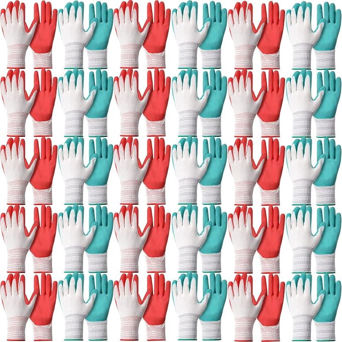 Potchen 32 Pairs Garden Gloves for Women Ladies' Gardening Gloves Bulk Breathable Rubber Coated for Yard Garden Protective Work Tools Universal One Size Outdoor Indoor Protective Work with Grip