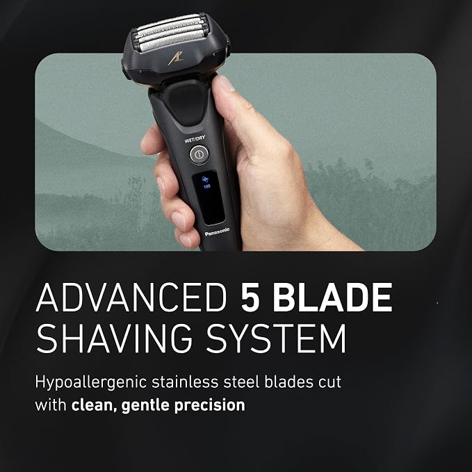 Panasonic Arc5 Electric Razor for Men with Pop-Up Trimmer, Wet/Dry 5-Blade Shaver, Mens Electric Razors for Shaving Face with Intelligent Shave Sensor and 16D Pivoting Head, ES-LV67-K (Black)