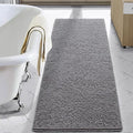 LOCHAS Luxury Bathroom Rug Shaggy Bath Mat 24 x 70 Inch, Gray | Washable Non Slip Bath Rugs for Bathroom Shower, Soft Plush Chenille Absorbent Carpets