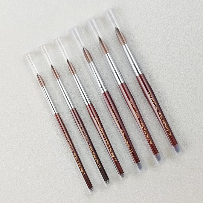 100% Pure Kolinsky Acrylic Nail Brush Solid Wood Handle Professional Manicure Brushes for Powder Nail Acrylic Application - Salon & DIY Nail Art Essentials - Size 14, 1.0 Count